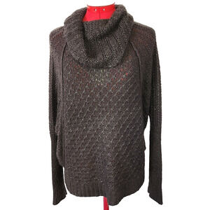 APT 9 Gray with Silver Strands woven throughout Cowl Neck Sweater Size M